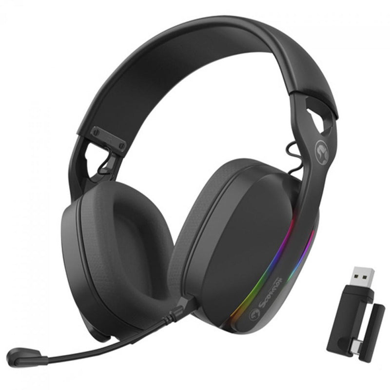 Headset Gamer Marvo Pulz 70W, Tri-Mode, Wireless, Bluetooth, USB, Drivers de 40mm, Black