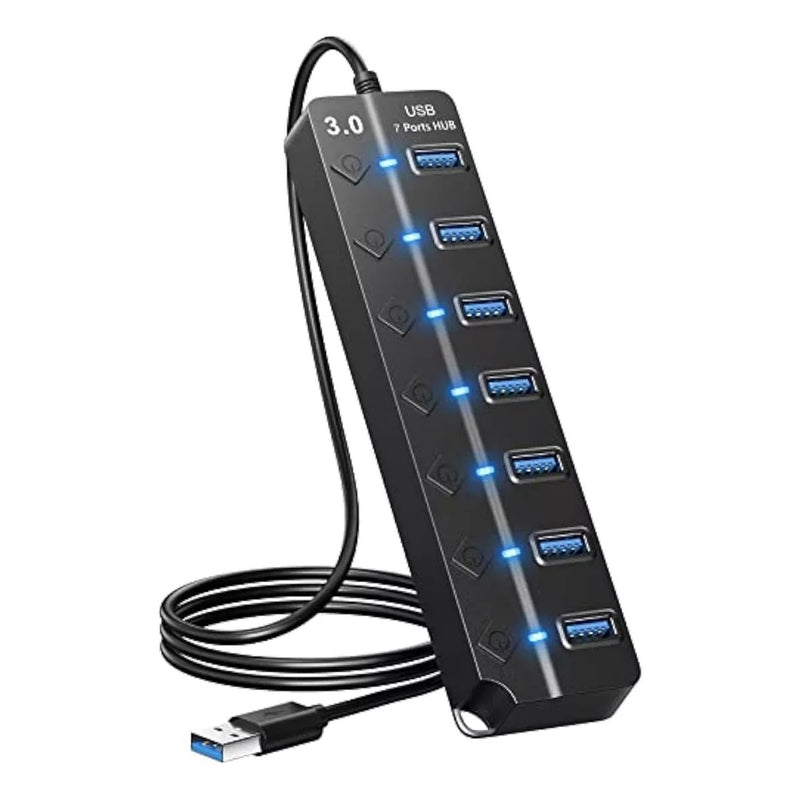 Hub Cabo USB 3.0 Adaptador 4 e 7 Portas Alta Velocidade Notebook PC Teclado 5Gbps Speed Pen Drive