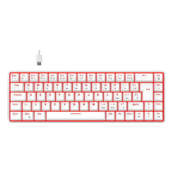 Teclado Mecânico Gamer Hyrax, 65%, Thunder Pro, Switch Huano, Led Vermelho - ABNT2
