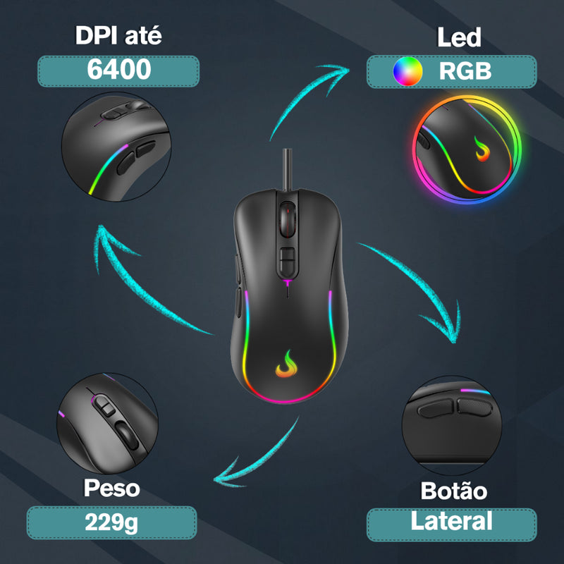 Mouse Gamer G2 Black Rgb 12000 Dpi Rise Mode