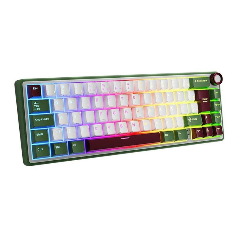 Teclado Mecanico Gamer Royal Kludge RKR65, RGB, ABNT2, Switch Brown, Branco e Verde, RKR65-GS-BW-POR