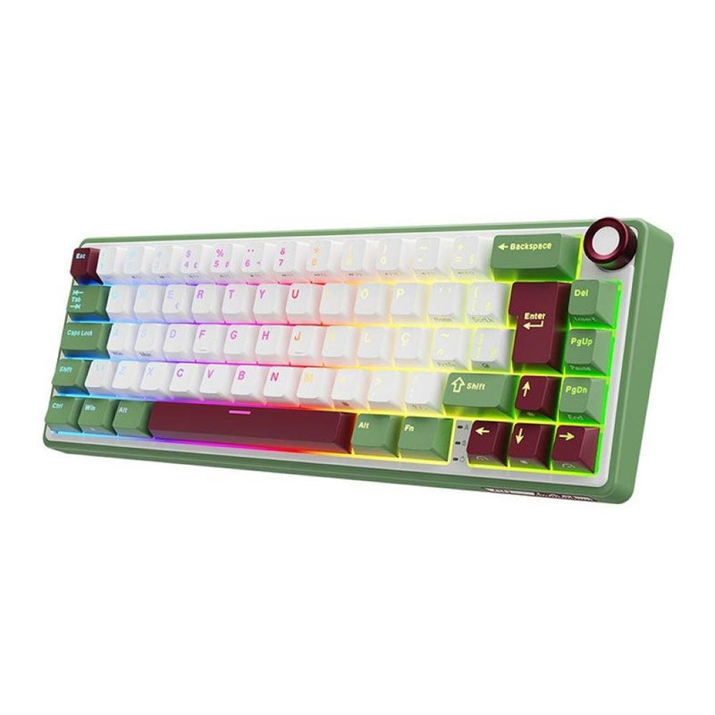 Teclado Mecanico Gamer Royal Kludge RKR65, RGB, ABNT2, Switch Brown, Branco e Verde, RKR65-GS-BW-POR