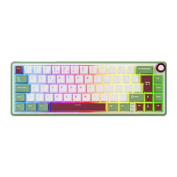 Teclado Mecanico Gamer Royal Kludge RKR65, RGB, ABNT2, Switch Brown, Branco e Verde, RKR65-GS-BW-POR