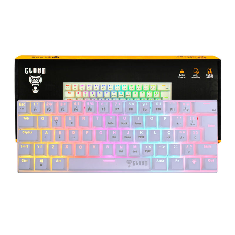 Teclado Mecânico CLAMN Night Walker CL-TK76 RGB  - Branco