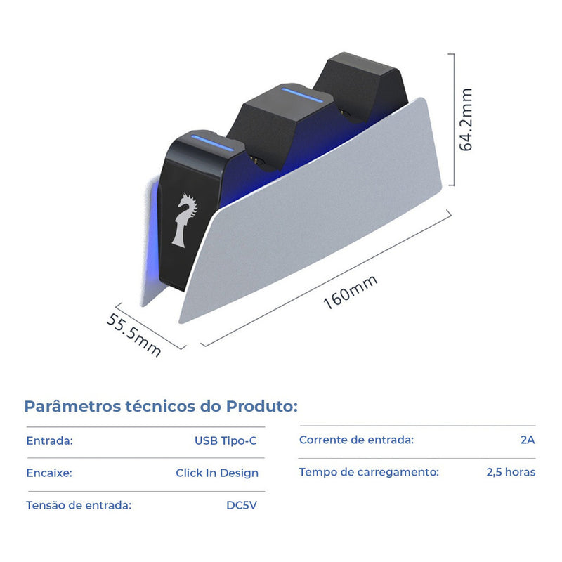Base Carregador Duplo Controle Dock Charge Controle Ps5